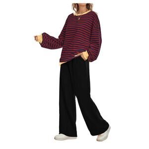 Kikibell 2 PC Outfit Womens Size Small Oversized Sweatshirt Wide Leg Sweatpants